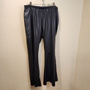 ASHLEY IS Black Faux Leather Wide legs plus size pants 4X NWT